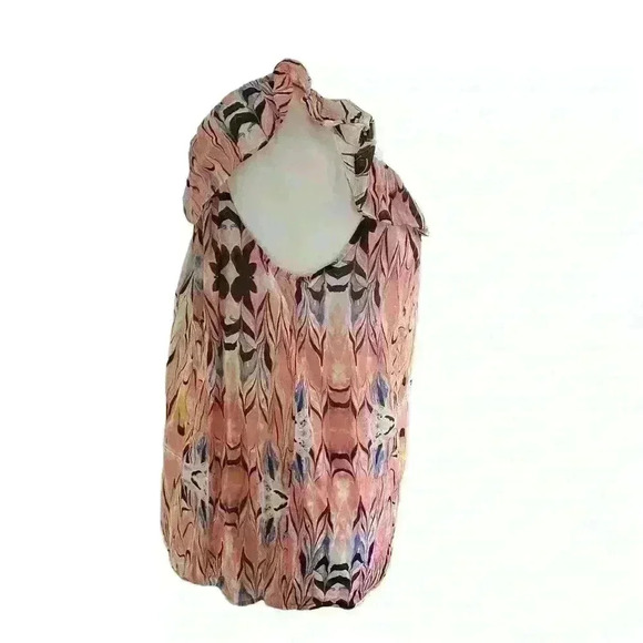 J Crew Women’s Blouse Size M Pink Black Cotton Silk Ruffle Neckline Flowy Boho - Picture 3 of 10